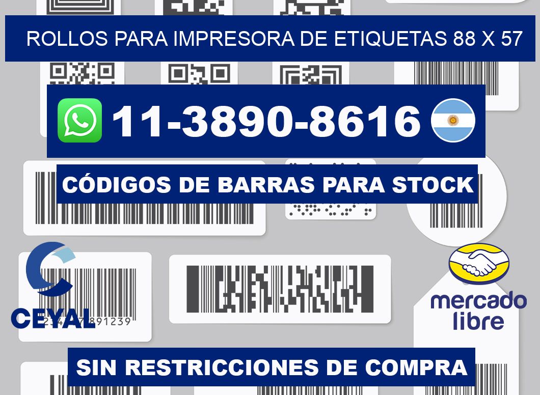 rollos para impresora de etiquetas 88 x 57
