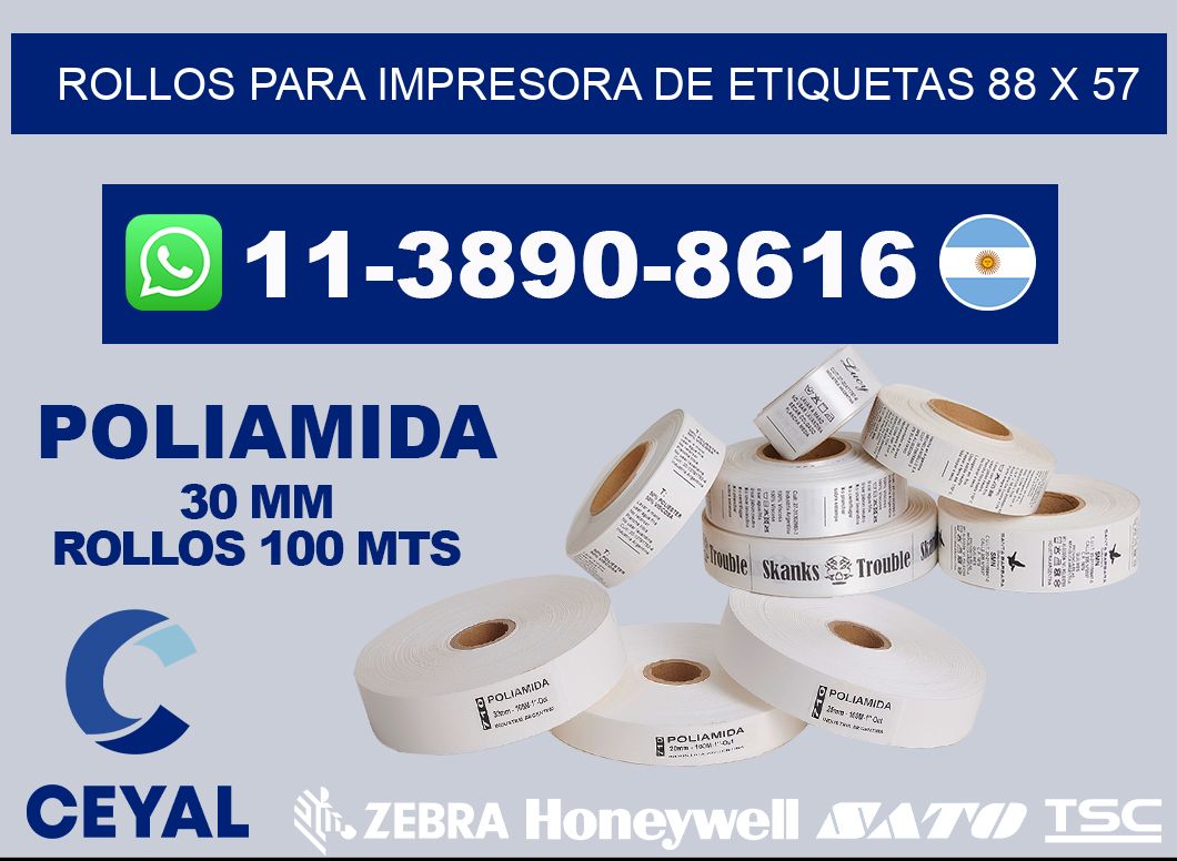 rollos para impresora de etiquetas 88 x 57