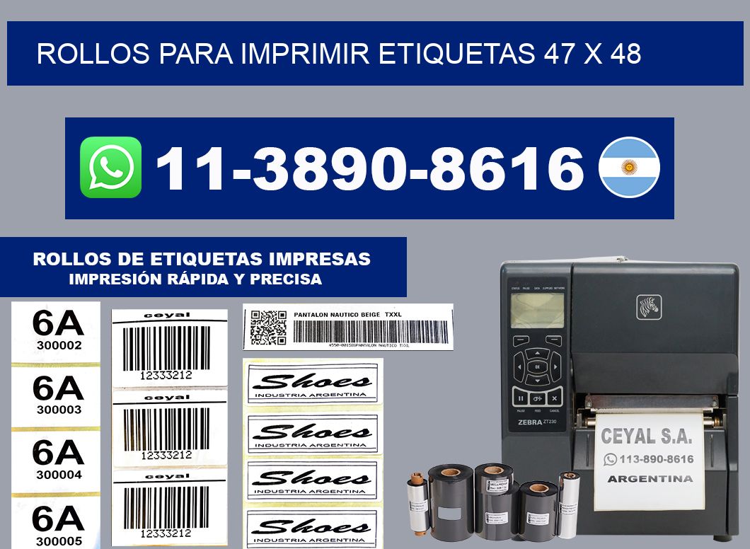 rollos para imprimir etiquetas 47 x 48