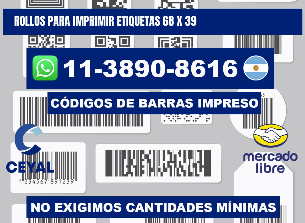 rollos para imprimir etiquetas 68 x 39