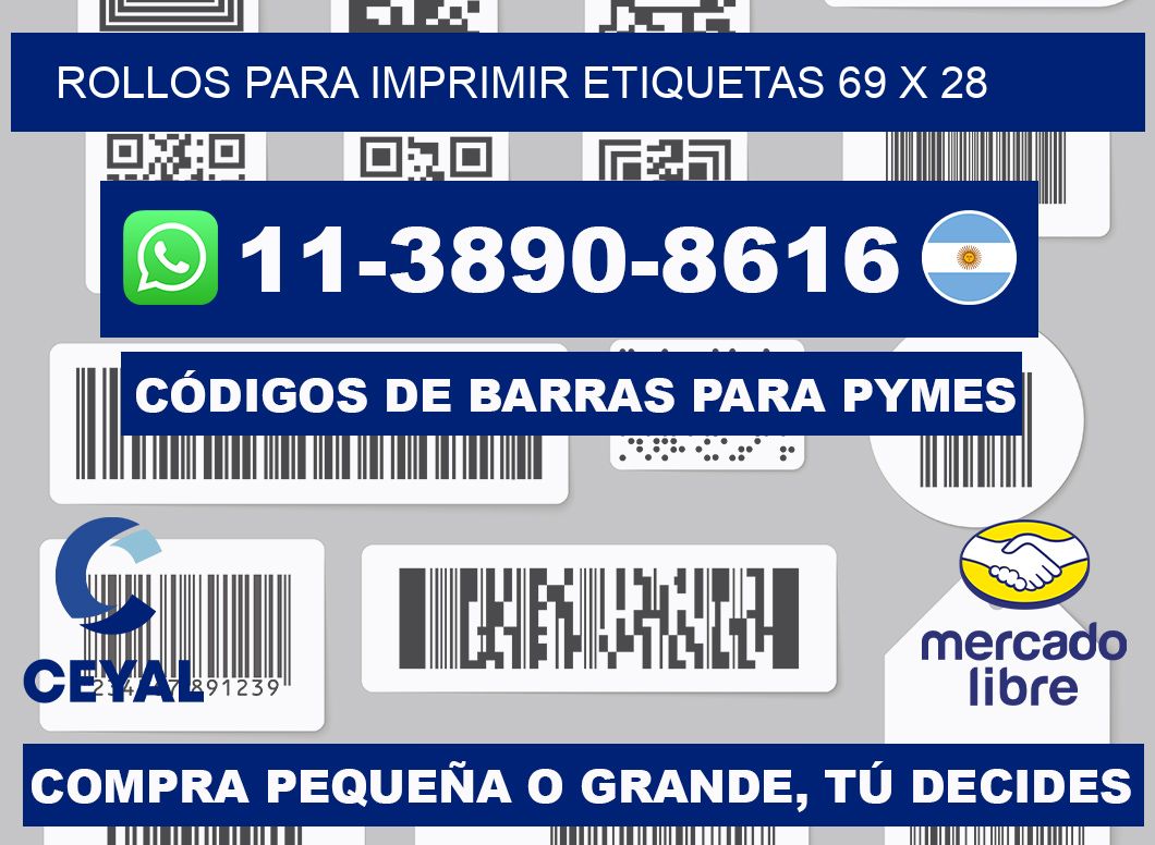 rollos para imprimir etiquetas 69 x 28
