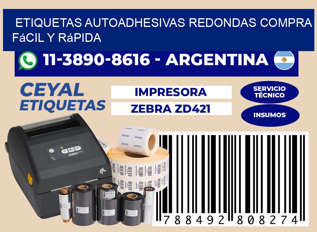 ETIQUETAS AUTOADHESIVAS REDONDAS Compra fácil y rápida