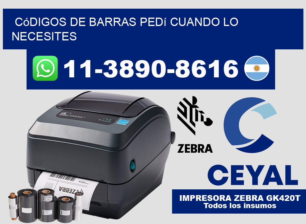 códigos de barras Pedí cuando lo necesites