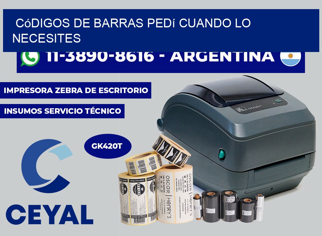 códigos de barras Pedí cuando lo necesites