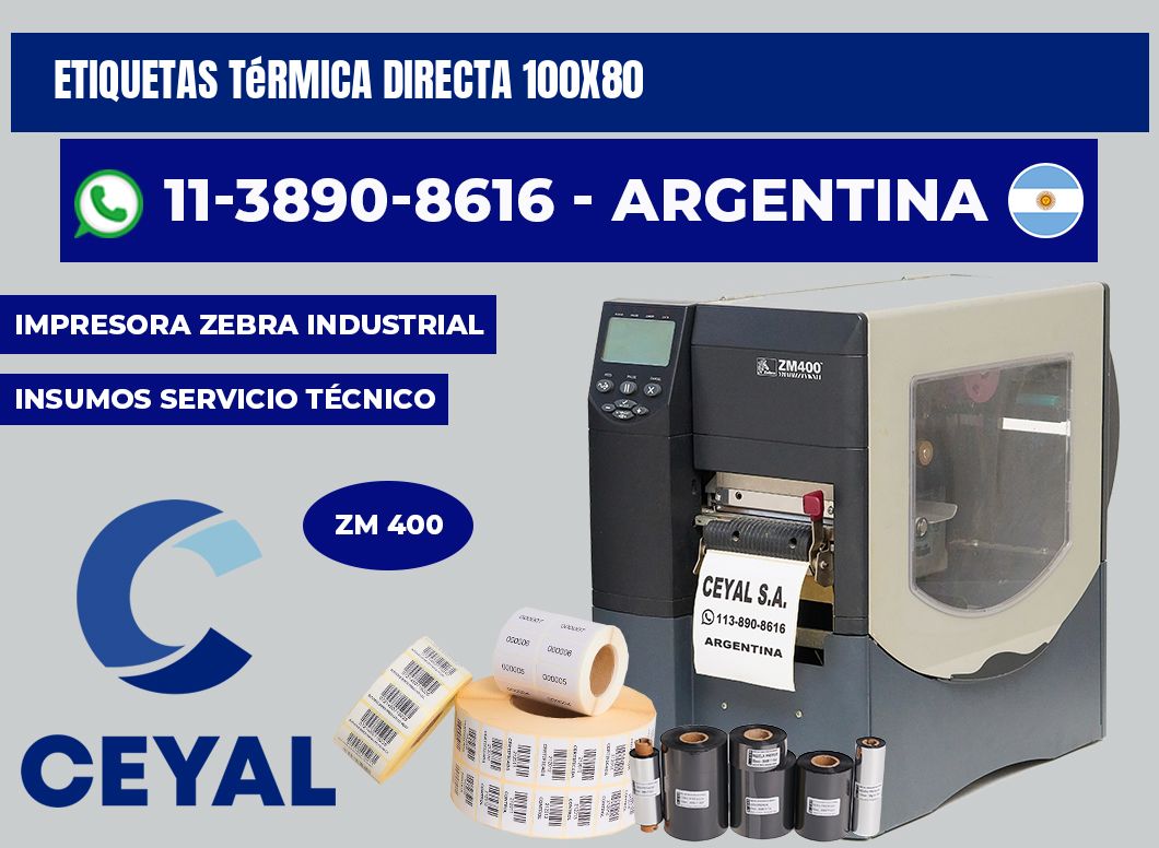 etiquetas térmica directa 100X80