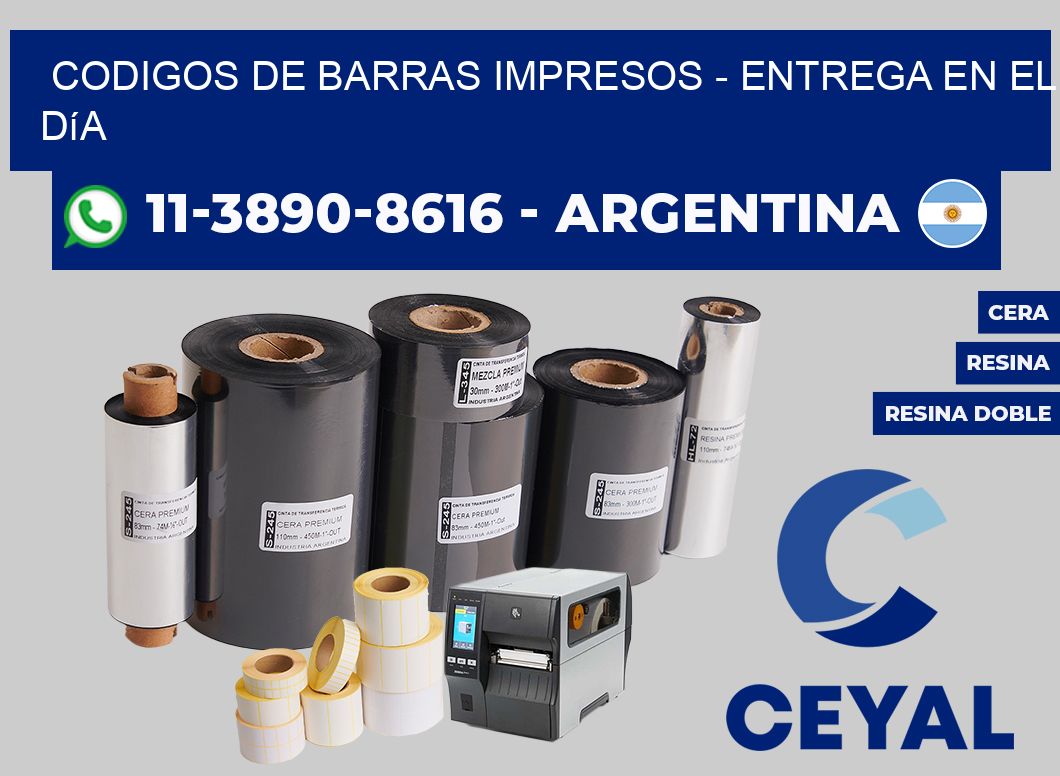 CODIGOS DE BARRAS IMPRESOS - Entrega en el día