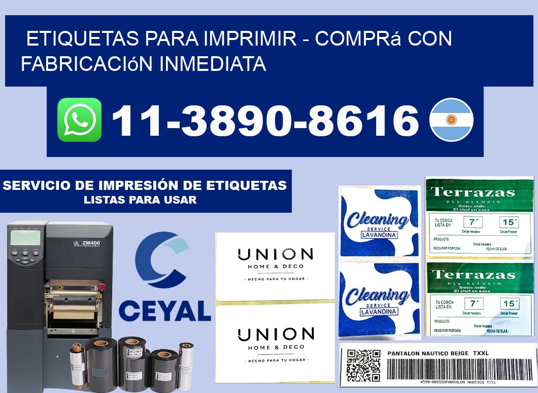 ETIQUETAS PARA IMPRIMIR - Comprá con fabricación inmediata