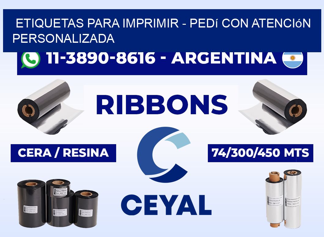 ETIQUETAS PARA IMPRIMIR - Pedí con atención personalizada
