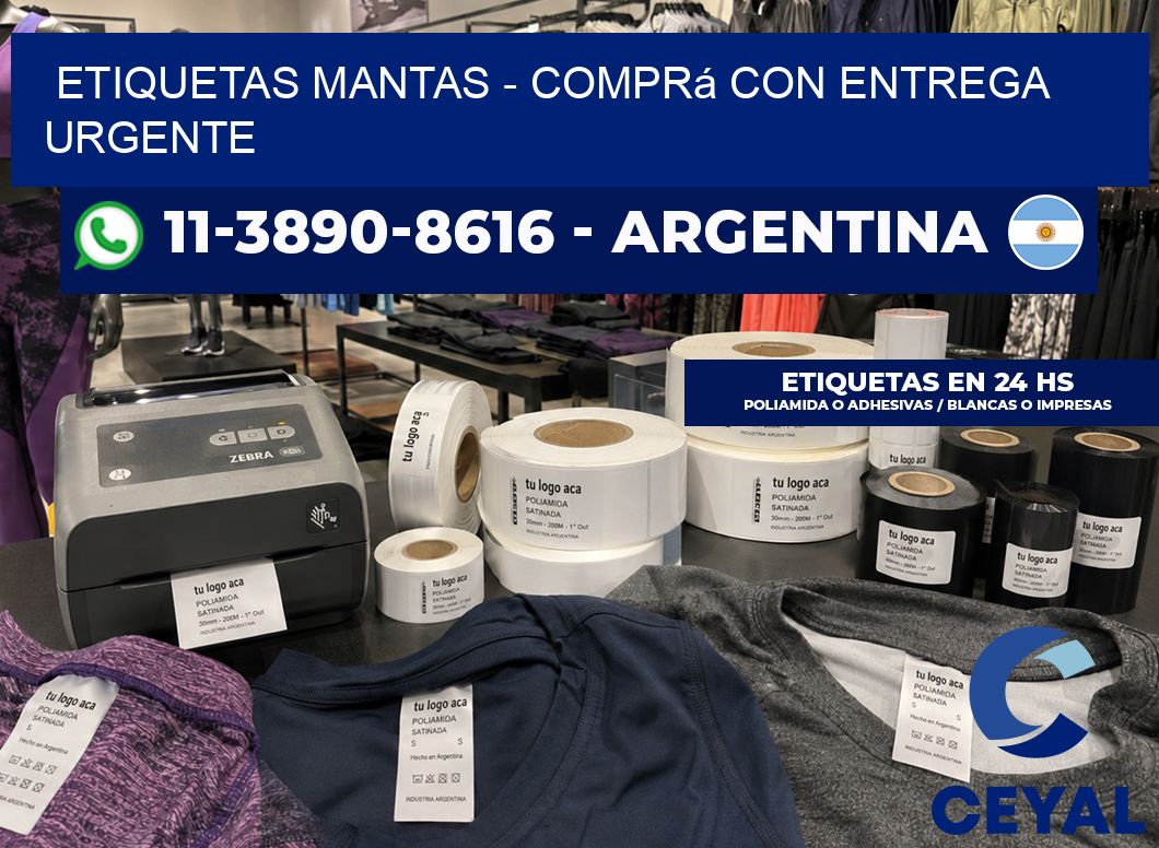 Etiquetas Mantas - Comprá con entrega urgente