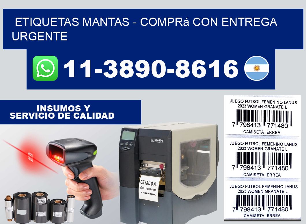 Etiquetas Mantas - Comprá con entrega urgente