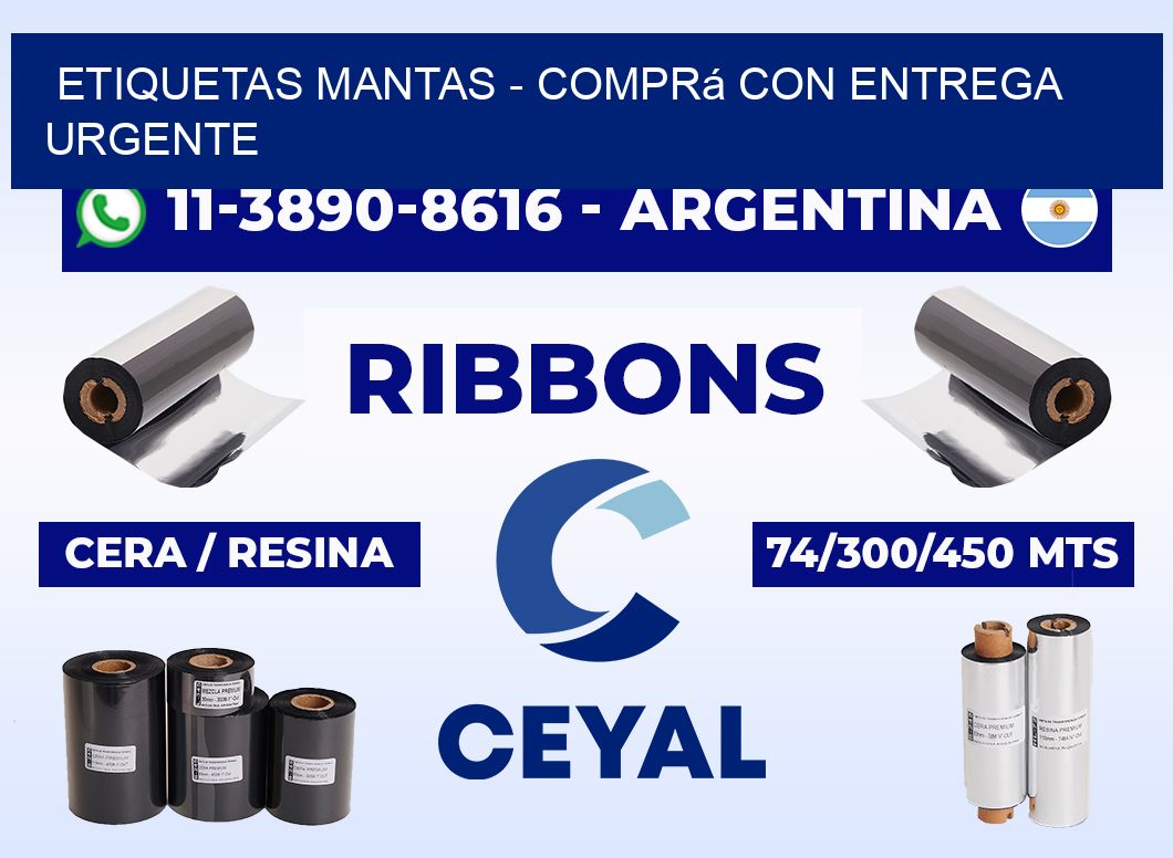 Etiquetas Mantas - Comprá con entrega urgente