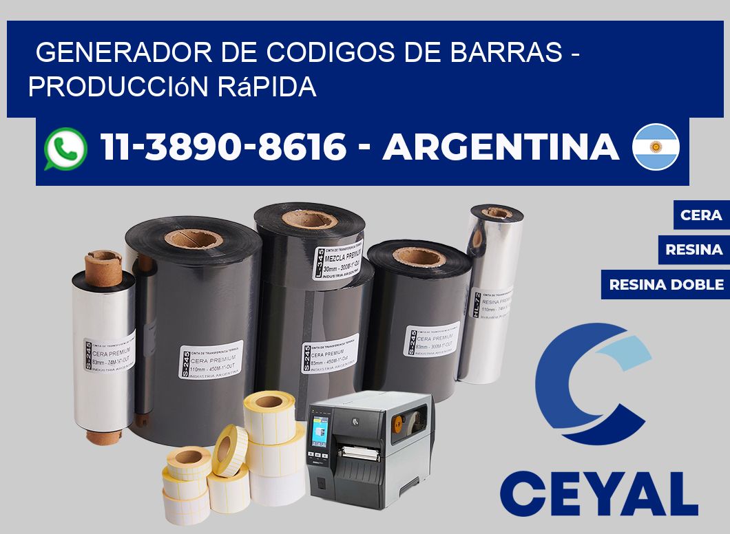 generador de codigos de barras - Producción rápida